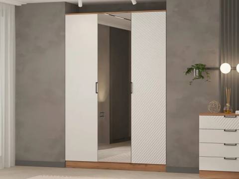 Шкаф трехстворчатый Леон Дуб бунратти/Белый