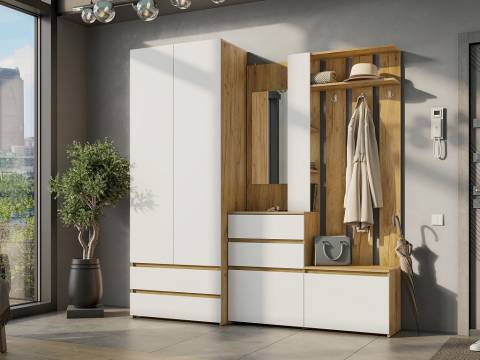 Прихожая Некст 1 Дуб Золотой/Белый