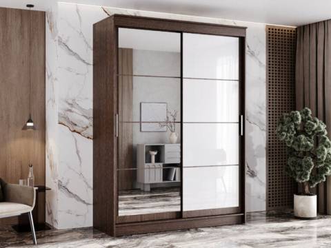 Шкаф-купе Гранд-1 1600 Дуб Венге-двери Зеркало-Лакобель белый