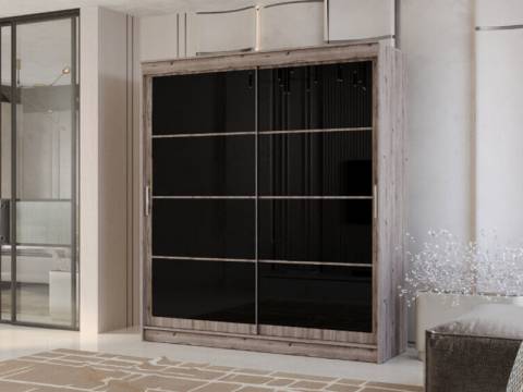 Шкаф-купе Гранд-1 2000 Дуб Горный-двери Лакобель черный