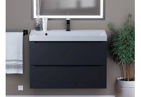 Тумба с раковиной Uperwood Tanos матовая черная 80 см