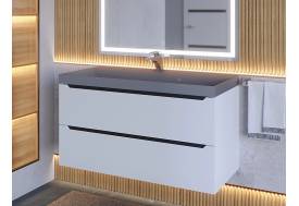 Тумба с раковиной Uperwood Tanos-Classic Quartz белая графит/бетон 100 см