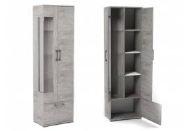 Пенал Д-3п со стеклом правый Денвер Риббек серый