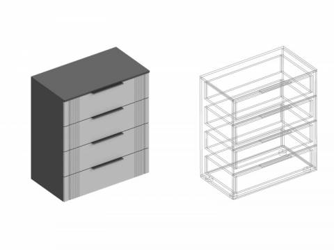 Комод Вита с 4 ящиками тёмно серый лофт