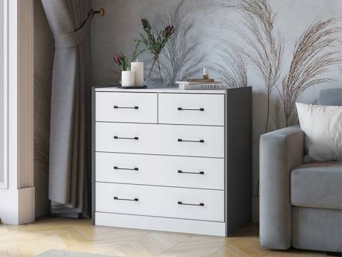 Комод Риберо графит серый/белый снег