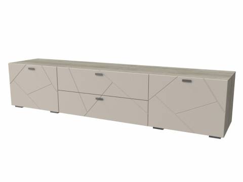 Тумба под ТВ 2 ящика и 2 двери Скайлайн дуб серый/сантьяго софт