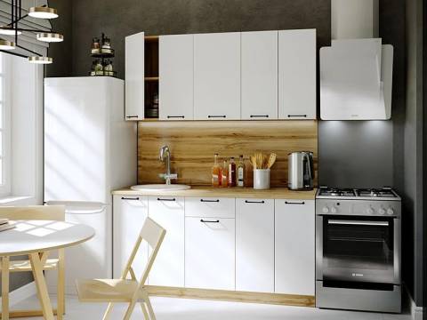 Кухонный гарнитур Хелмер 1600 мм ЛДСП Вотан/Белый