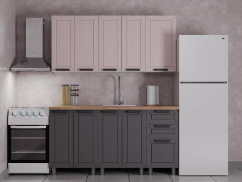 Кухонный гарнитур Лилия 1600 мм Кашемир/Сталь