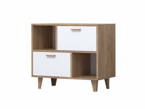 Тумба Эго Т-1 2 ящика белый глянец на ножках